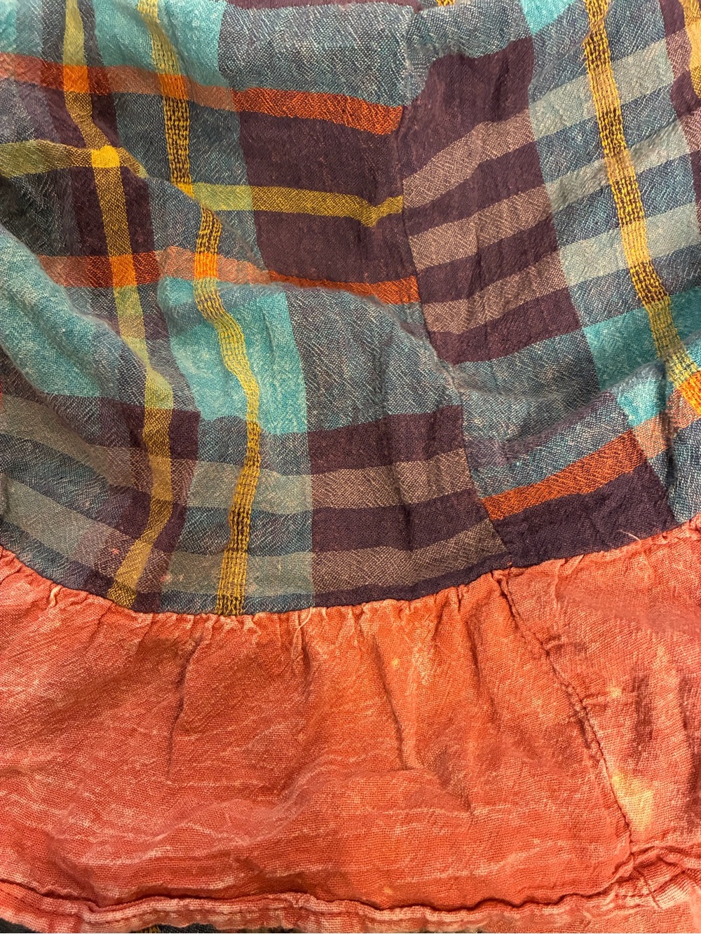 Oil & Hali Floral Patchwork Plaid V Neck Oversized Tunic Dress - Picture 14 of 14